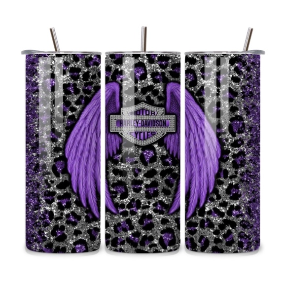 Harley Davidson Purple Leopard Glitter 20oz Stainless Steel.Tumbler - Picture 1 of 1